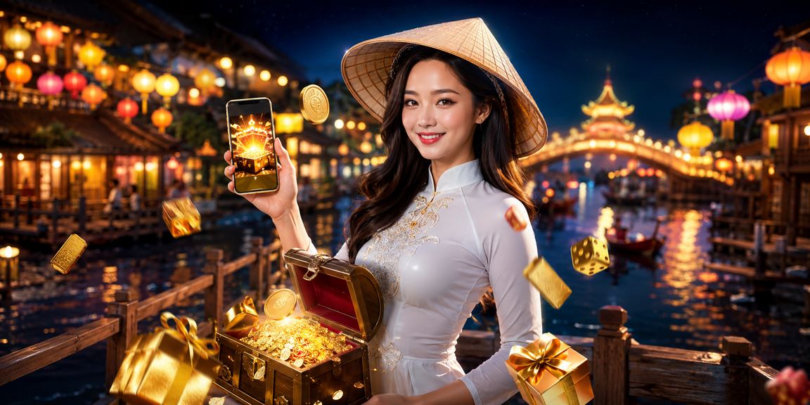 Người dùng tại Hà Nội sử dụng ứng dụng casino di động với nón lá truyền thống